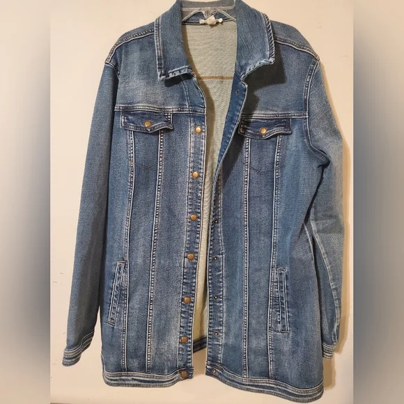 Tribal Fashions Maxi Denim Jean Jacket Large - Picture 2 of 4